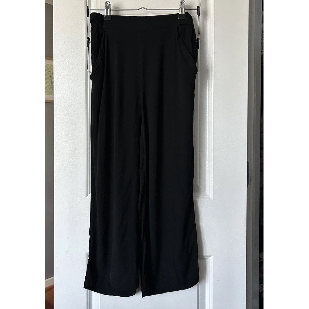 Aritzia Wilfred Women's Faun Ankle Wide Leg Crepe Pant Tie Back Black Size XS